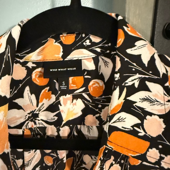 10 Items for $20: Who What Wear Floral Long Sleeve Dress - Orange and Black - Picture 2 of 3